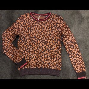 Madison Scotch Leopard Lurex Ribbed Knit Sweater